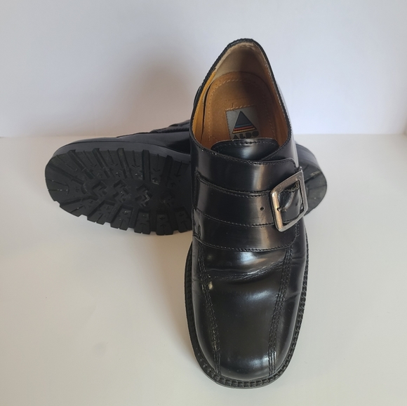 SOLD!! ALDO Chunky Heel Vintage Mens Black Patent Leather Slip-On Shoes Size 44 - Picture 7 of 14